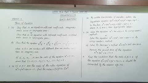 LNMU B.Sc Part-1 Maths(H)2021: Guess Questions of Theory of Equation of Paper-1; Session : (2020-23)