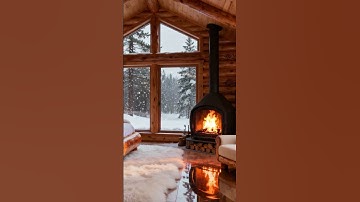 4K Cozy Scandinavian Log Bedroom | Snowy Night & Fireplace Ambience ❄️ | Relaxing Winter Cabin Sleep