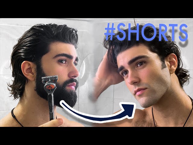 FROM FULL BEARD TO CLEAN SHAVEN IN 1 MINUTE | #shorts class=