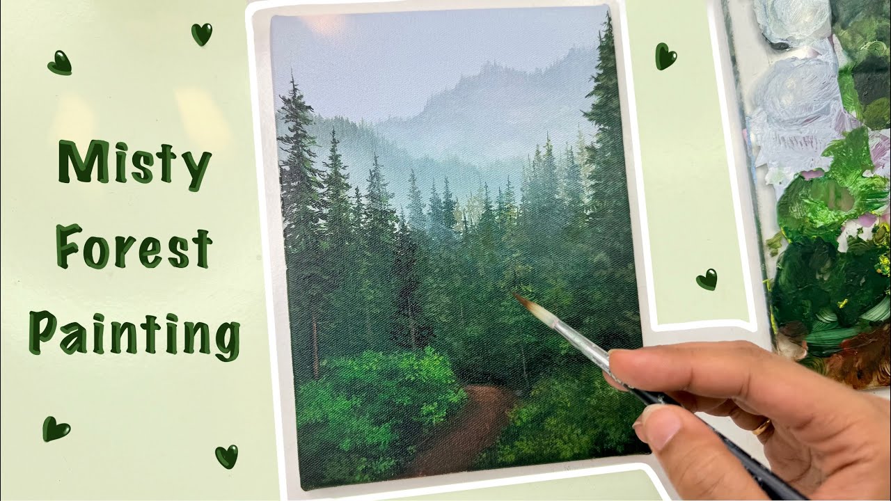 Capturing a misty forest scene with acrylics/ acrylic painting tutorial for beginners