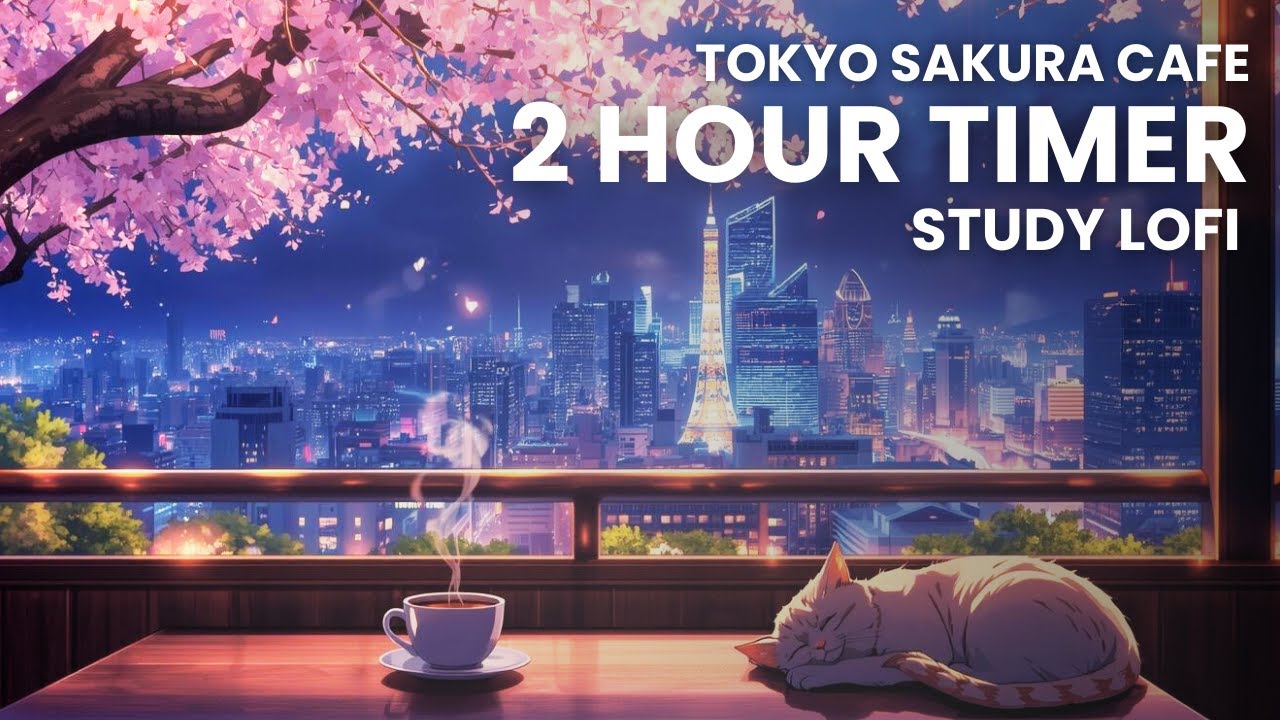 TOKYO SAKURA CAFE – 2 Hour Lofi Study Timer | Chill Beats for Focus & Productivity