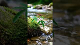 Red Dragonfly on Sensitive Plant by a Crystal Clear River | Relaxing Nature Ambience 4K Ultra HD