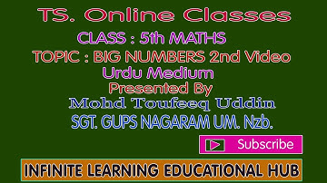 BIG NUMBERS SUB:MATHS CLASS 5TH TS. ONLINE CLASSES CONTENT BASED FOR URDU MEDIUM, TAUFEEQ UDDIN SGT