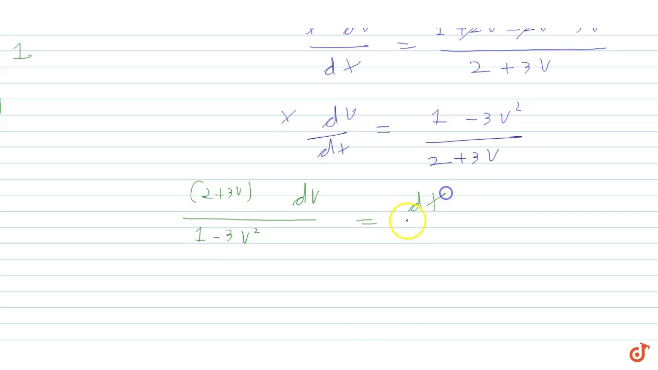 Solve The Differential Equation Dy Dx X 2y 3 2x 3y 4 Youtube