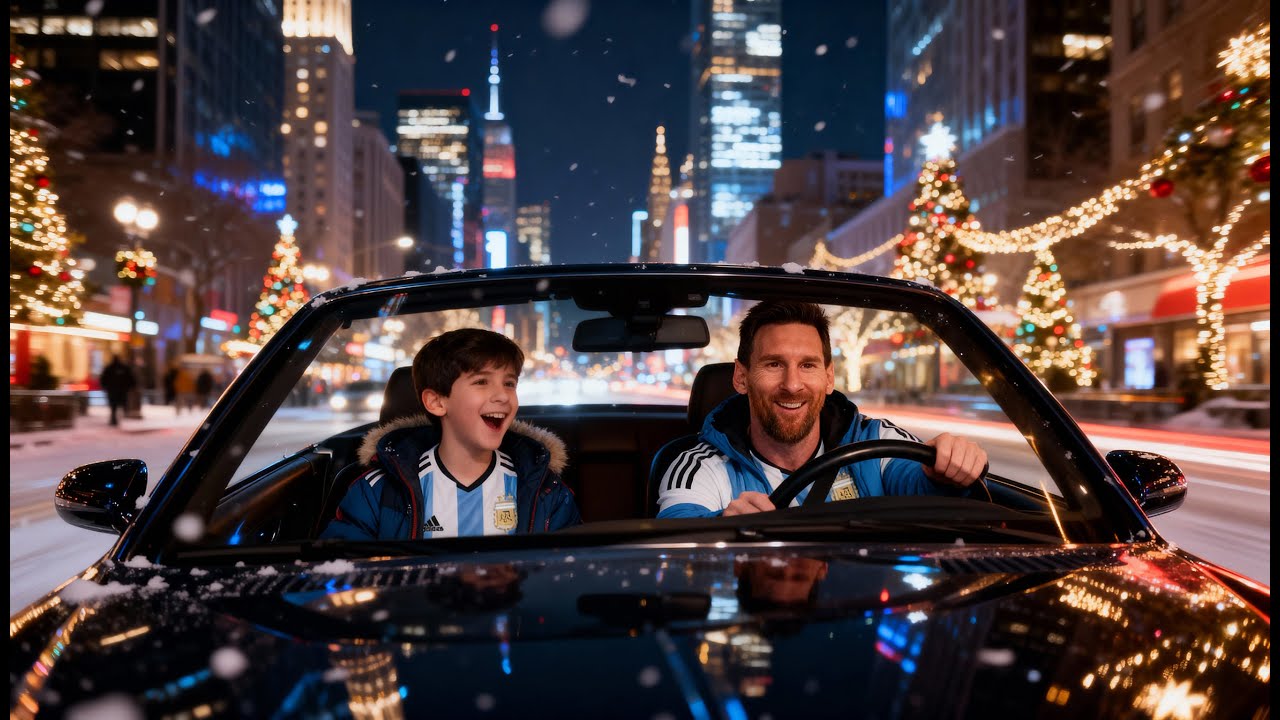 Messi and his Kid in Yew Year Riding: Ronaldo, Mbappe, Neymar vs. Messi 