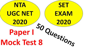 Paper 1 Mock test for UGC NET and SET Exam Preparation 2020 Ep 8