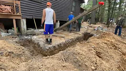 Lake house addition - demolition & excavation - footing install - part 1 #timelapse