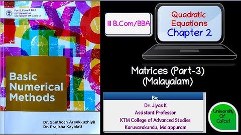 III Semester B.Com/BBA/Basic Numerical Methods- Chapter 2/Part 3/ Matrices /Multiplication