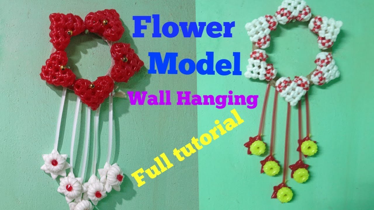 Flower model wall hanging idea/using plastic wire heart and flowers/full tutorial in tamil