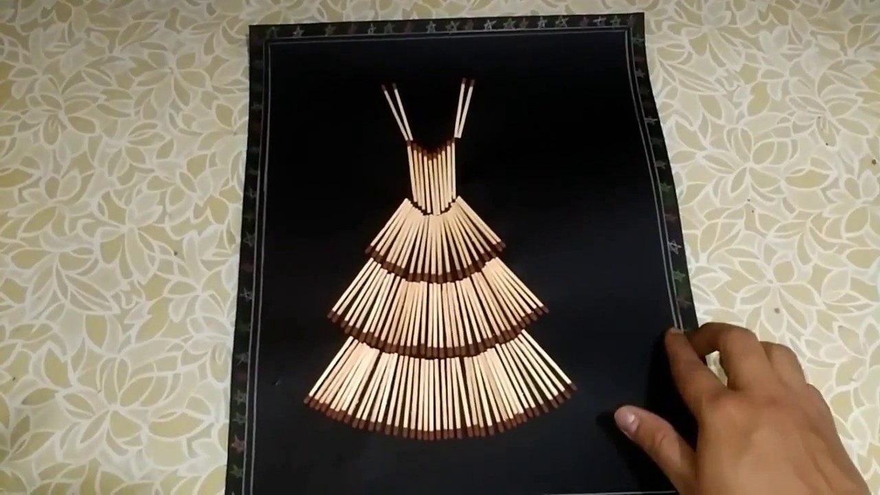 DIY/EASY AND BEAUTIFUL WALL DECORATION MATCH STICK CRAFT/SCHOOL PROJECT