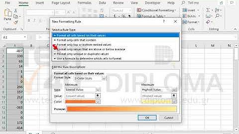 Format, automatically, the cell range A1:A100 so that if numbers are less than or equal to zero,...