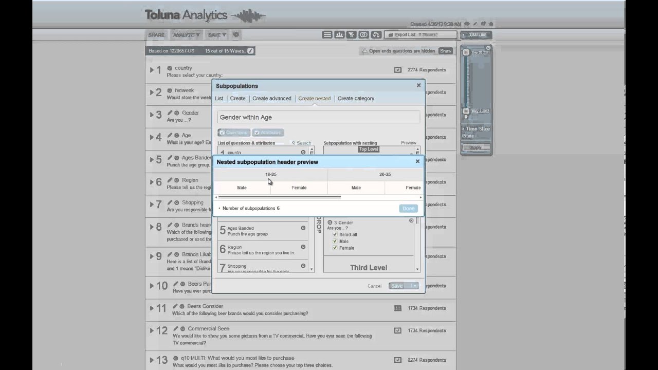 Toluna Analytics -- Subpopulations