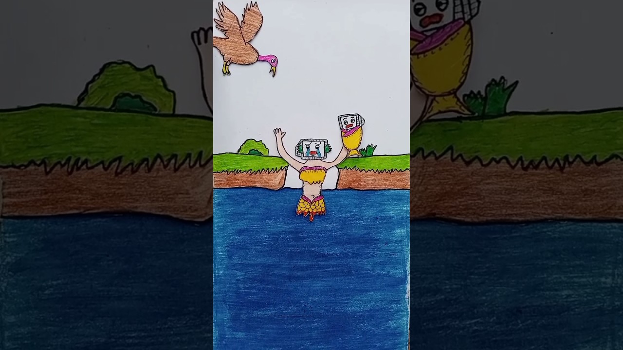 Bad eagle and danger fishes attack on TV mermaid mother 