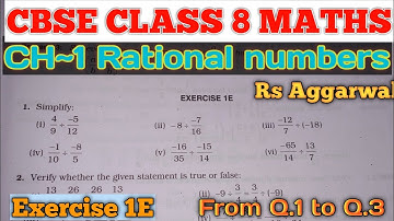 Rs aggarwal class 8 Ex.1E Solution chapter 1(Rational numbers)| Solved from Q.1 to Q.3