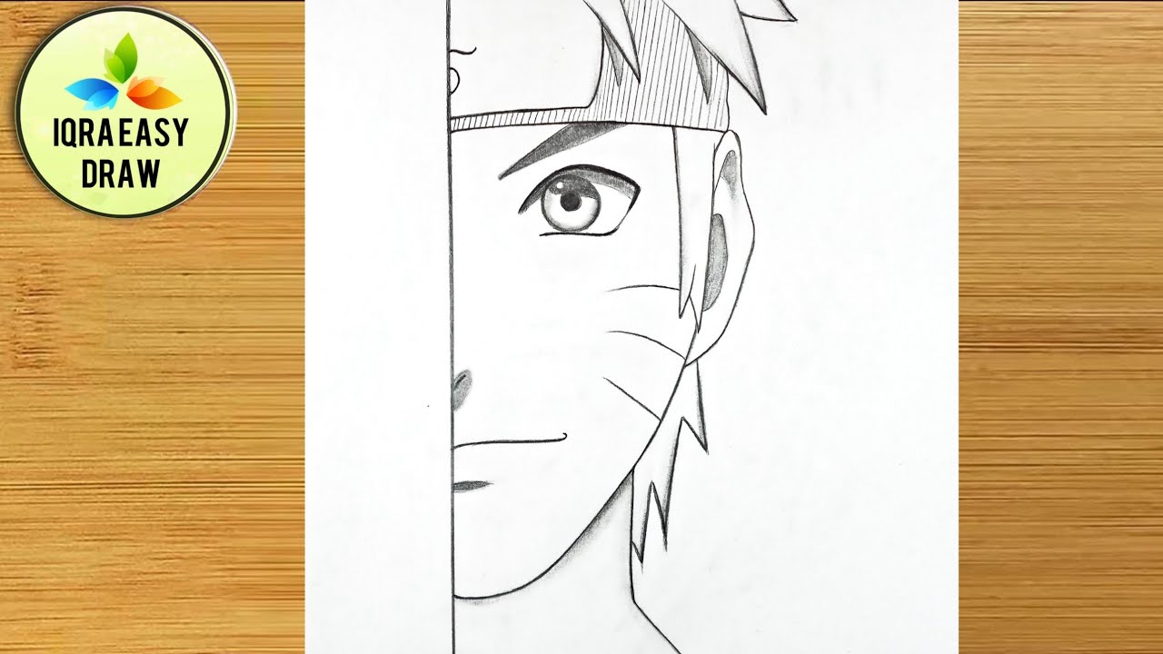 How to Draw Naruto Easy, Naruto Half face drawin