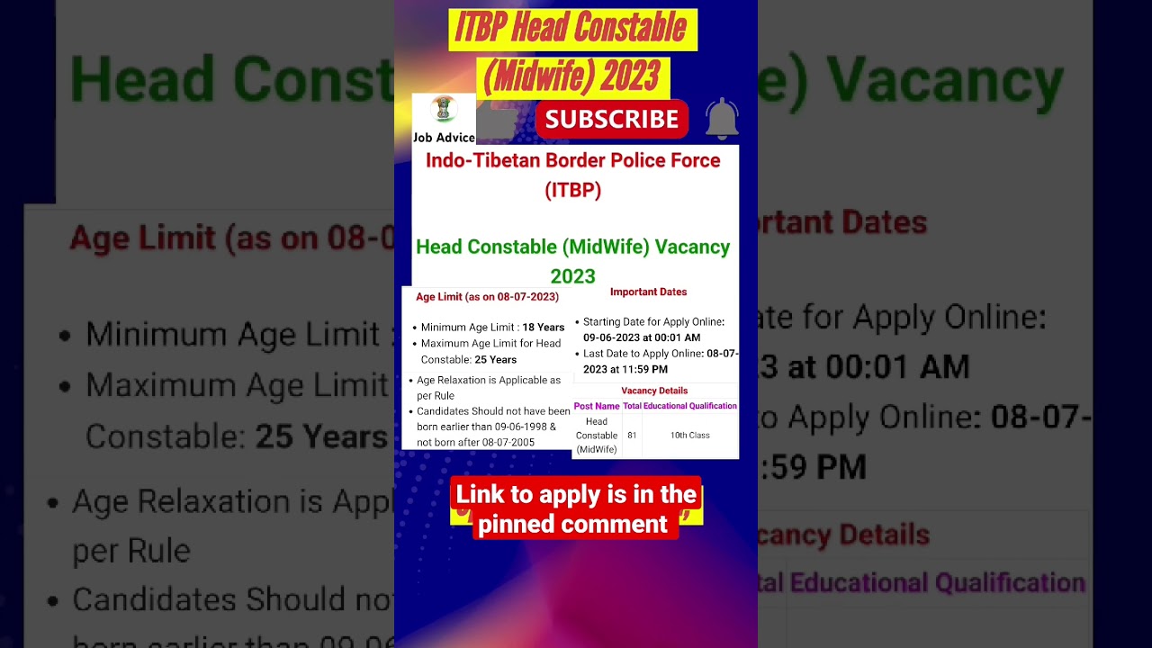 ITBP Head Constable (Midwife) 2023 