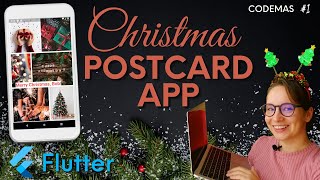 Flutter Christmas Postcard App // Codemas #1 - Media Query screen size, Positioned widget, layouts screenshot 1