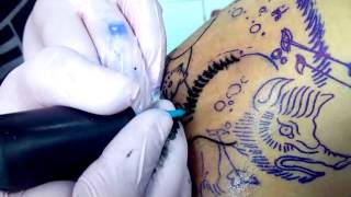 Outlining 14rl needle, RightStuff tattoo machine by MaZZay