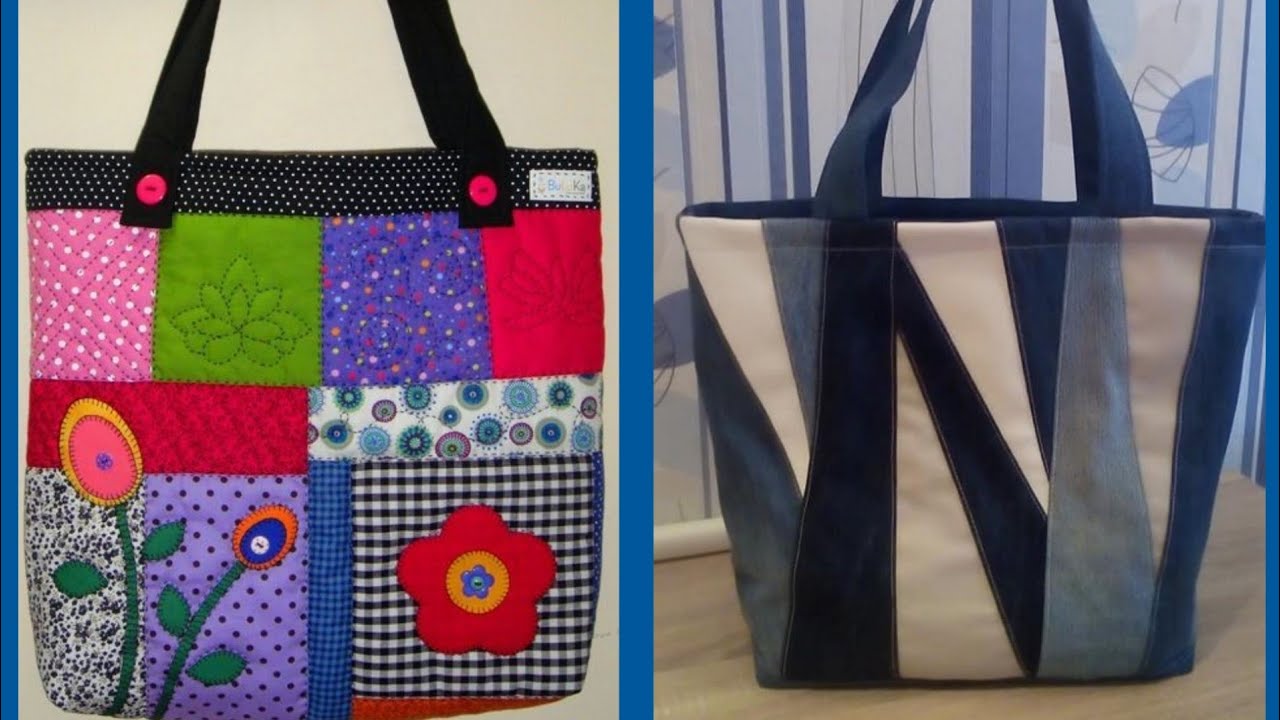 Beautiful printed fabric hand bag and grocery bag design YouTube