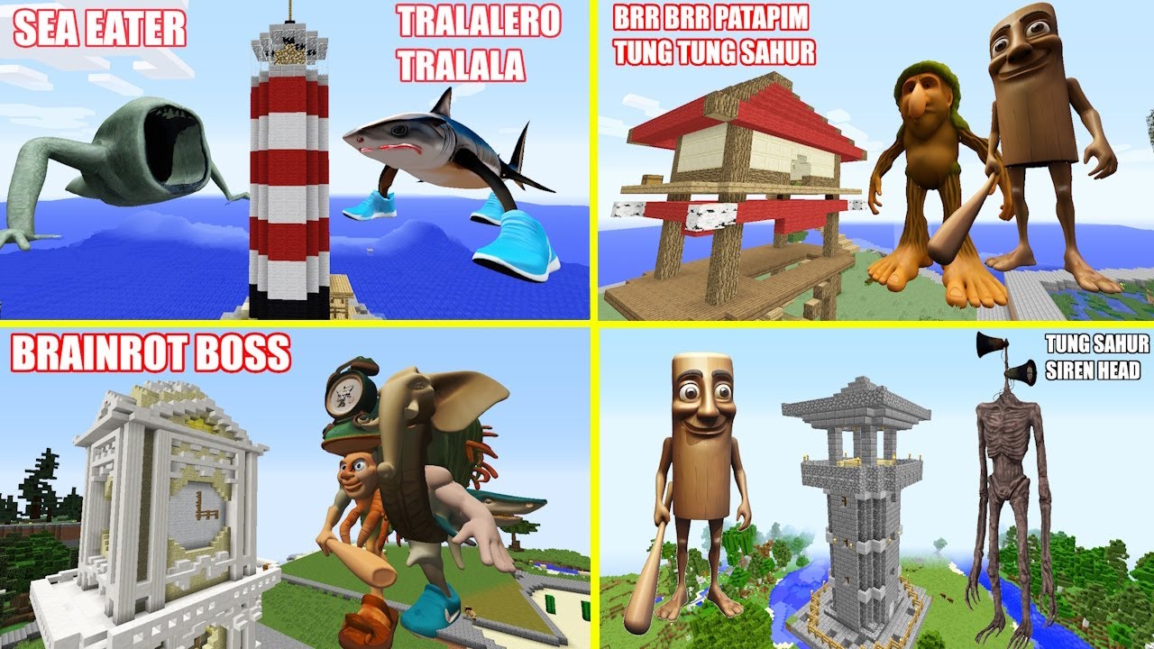 SURVIVING FROM TUNG SAHUR, BRR PATAPIM, BRAINROT BOSS in Minecraft - Gameplay Coffin meme!