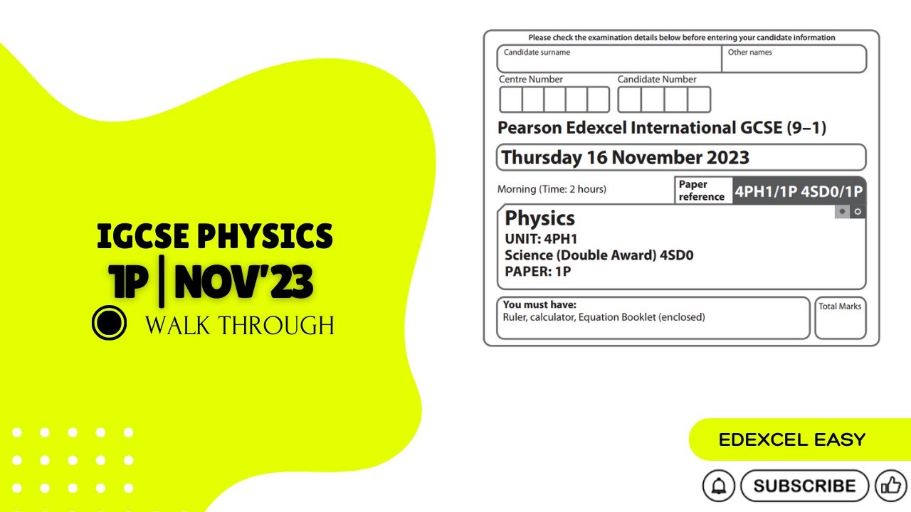 IGCSE Physics Paper 1 | November 2023 Exam Walkthrough