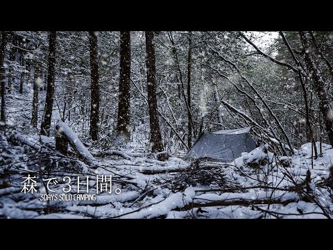 雪降りしきる銀世界の森の中で3日間の雪中ソロキャンプ。