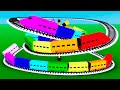【踏切アニメ】たくさんふえるカラフルな電車【カンカン】Railroad Crossing Train Animation