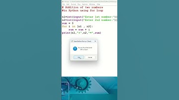 Addition of two numbers in Python using for loop. #shorts #viralvideo