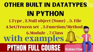 Other Built-in Types IN PYTHON | #TYPEOBJECT | #python | #objects|  #BUILTINFUNCTIONS | B.TECH JNTUH