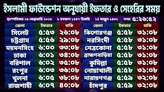ইসলামিক ফাউন্ডেশন অনুযায়ী সারাদেশের ইফতার ও সেহরি সময়সূচি | Today Iftar Time Live