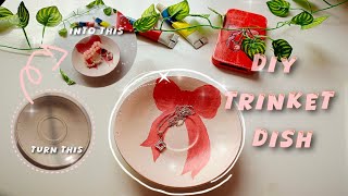 Making a diy trinket dish 🎀 Diy trinket dish from old plate #art #diy #painting #aesthetic #youtube