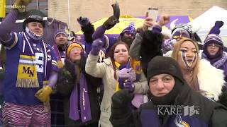 Minnesota Vikings tailgaters find creative ways to combat the cold