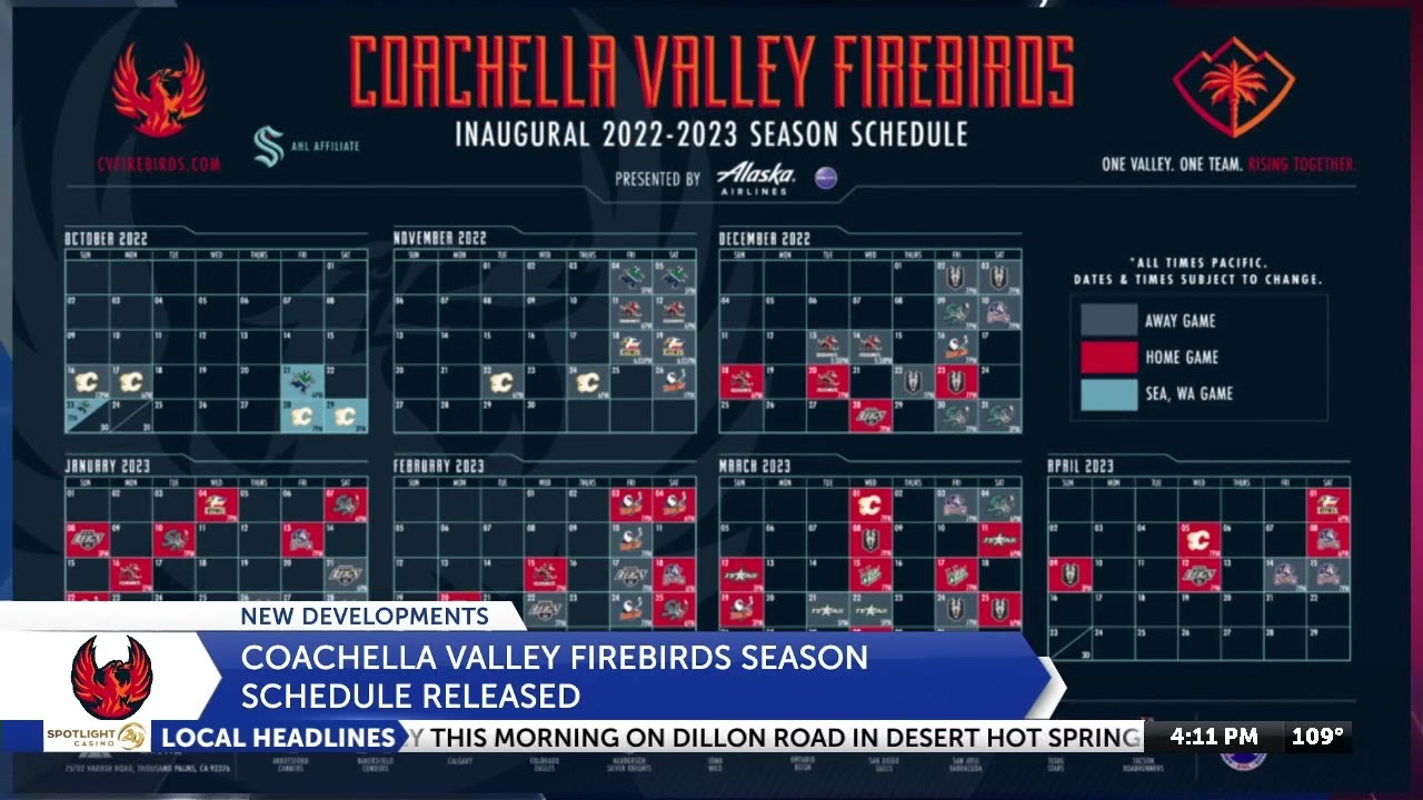 Coachella Valley Firebirds unveil schedule for inaugural season YouTube