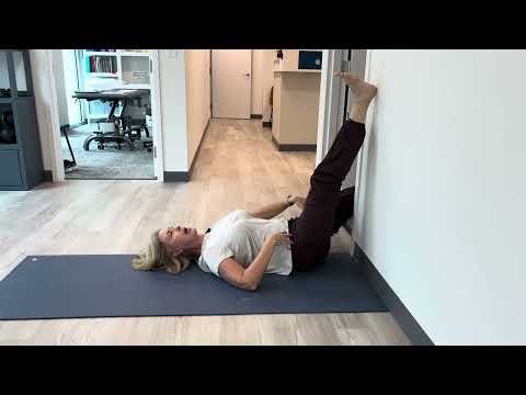 Hamstring stretch in doorway--Great hip stretch for home demonstrated by Charlotte area PT