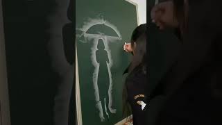 This girl uses CHALK to create UNBELIEVABLE Art! #shorts