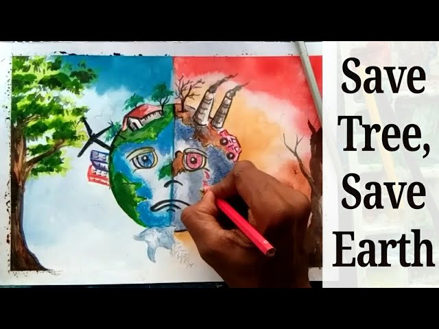 How to Draw Save Nature Save Earth for Beginners | Save Tree Save Earth |  Save Water Save Earth - YouTube