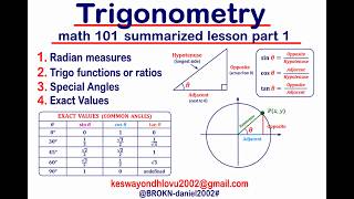 Trigonometry part 1 | Math 101 Summarized Lesson   step by step with simple explanations 