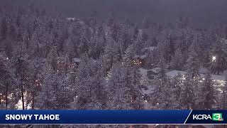 SO MUCH SNOW: You can barely see Lake Tahoe from our tower camera in these conditions.