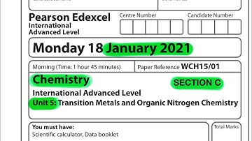 Pearson Edexcel International A level chemistry unit 5 January 2021 Section C