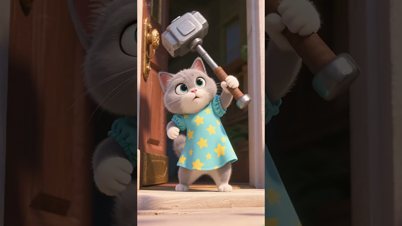 Good kitten helps her mom