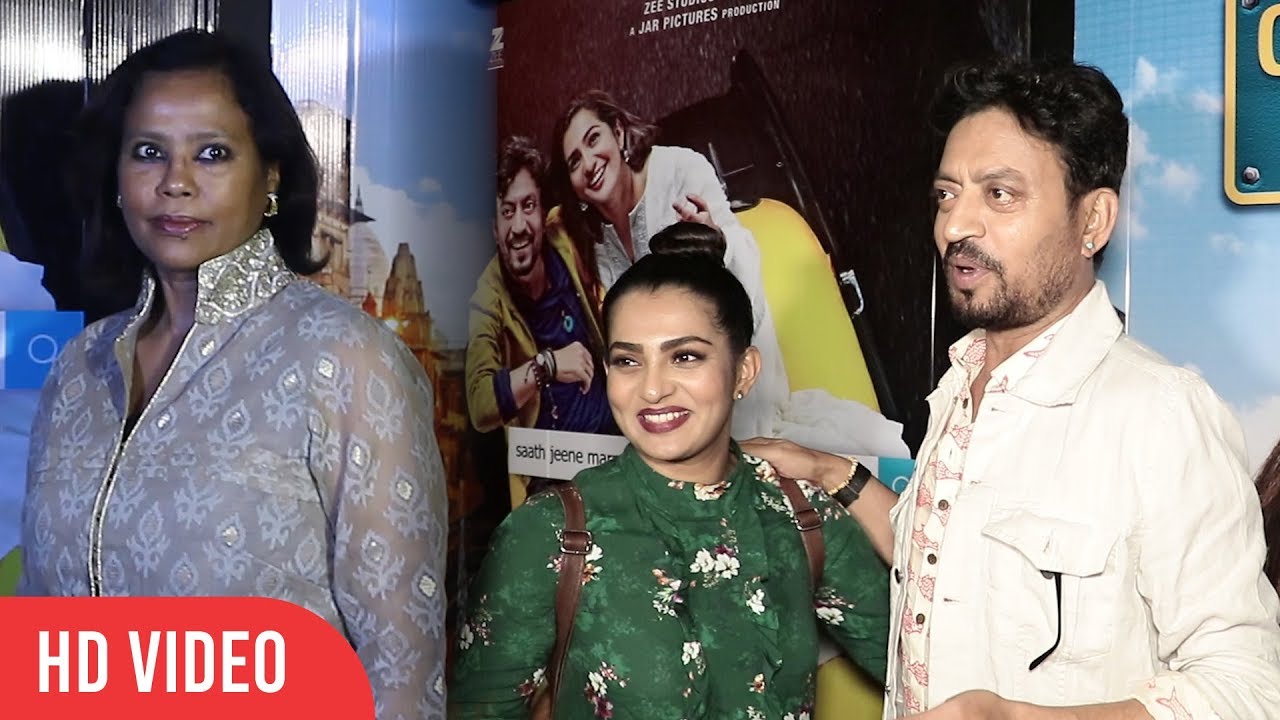 Irrfan Khan With Wife Sutapa Sikdar And Co Actor Parvathy At Qarib Qarib Singlle Special Screening