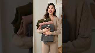 Conjunto mousse casaco e calça pantalona