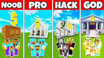 Minecraft: FAMILY MODERN BANK BUILD CHALLENGE - NOOB vs PRO vs HACKER vs GOD in Minecraft Animation