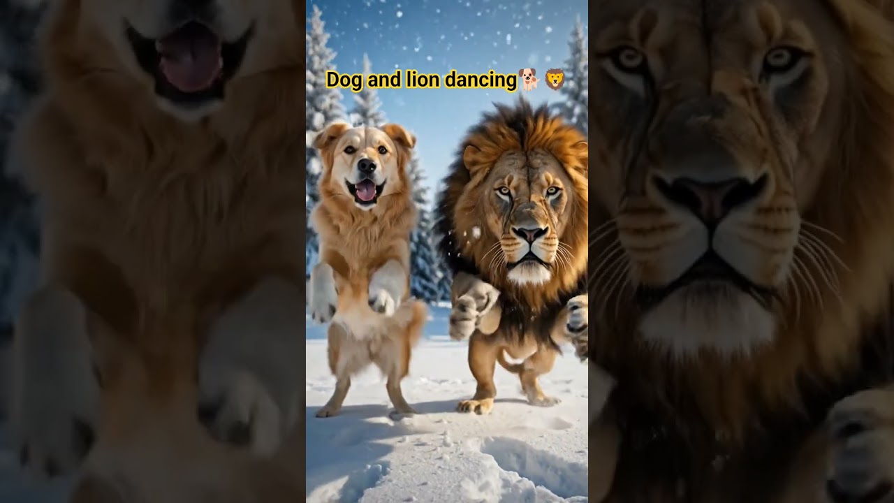 Dog and lion dancing 🤩 subscribe this channel 
