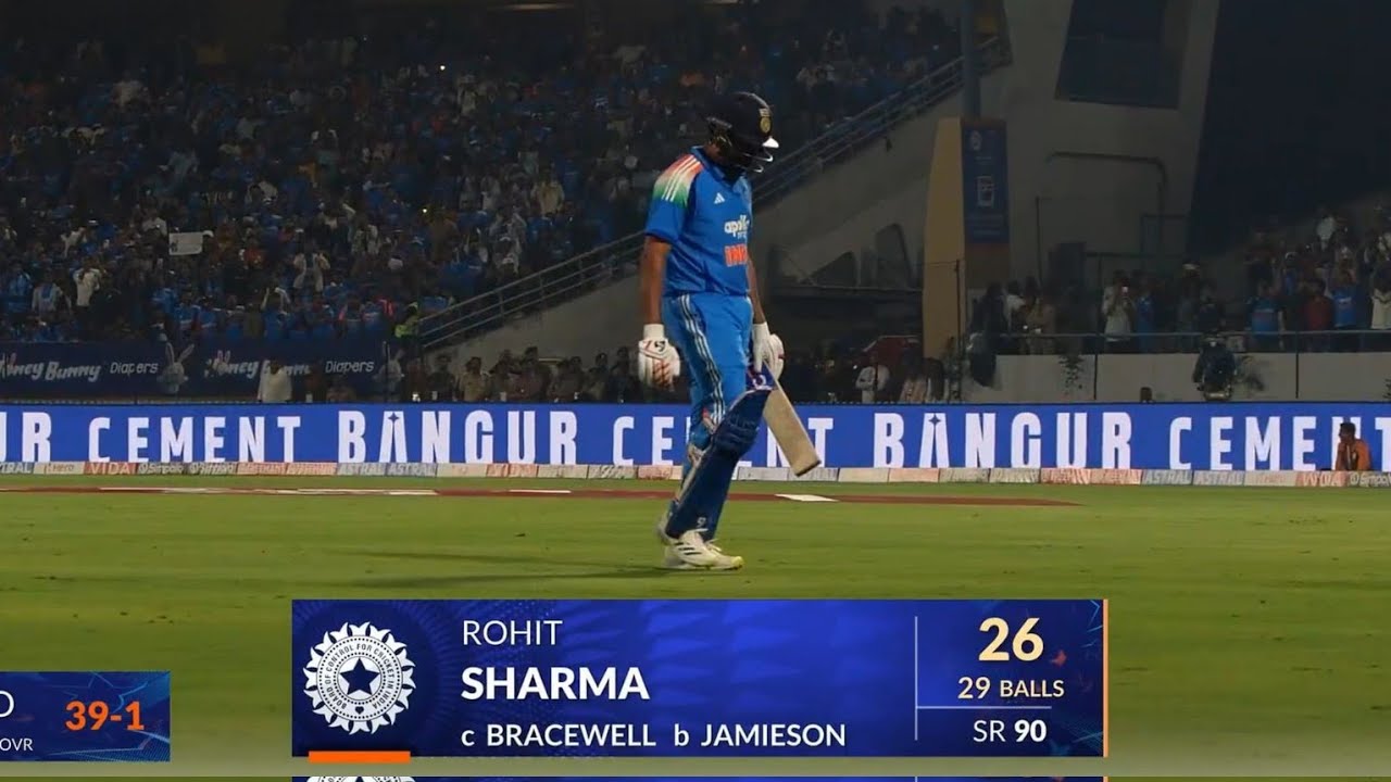 Rohit sharma wicket in today’s match against new Zealand rohit sharma out on 26 runs in today match