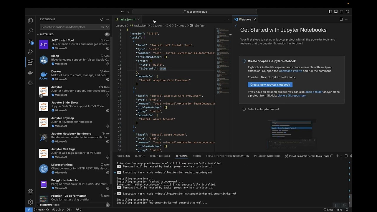 Fabian DevRig setting up VS Code Extensions automatically
