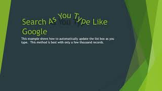 Search As You Type Like Google ( MS Access Tutorial ) Part 4