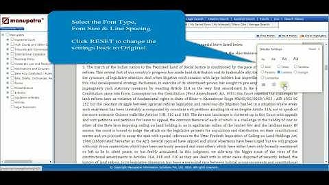 Manage Display Settings while Reading and Printing Judgments on Manupatra
