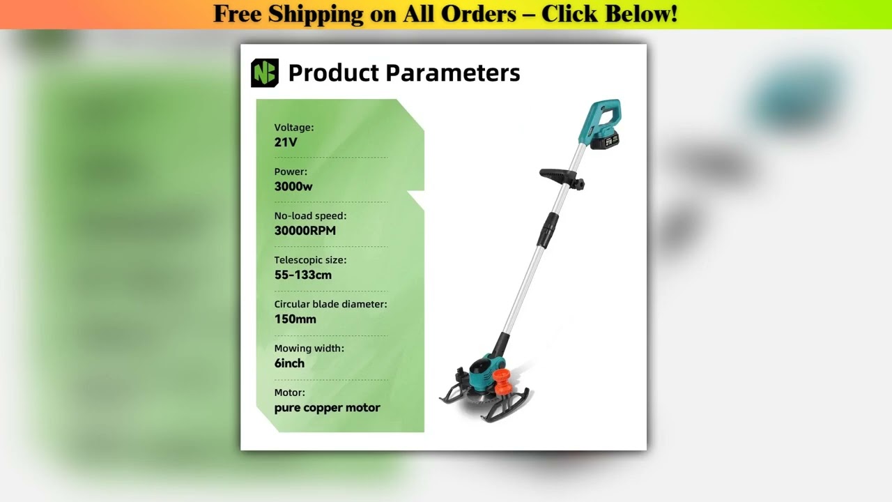 NEWBENY 6 inch Electric Lawn Mower Cordless Handheld Trimmer Efficient Garden Grass Weeding Power