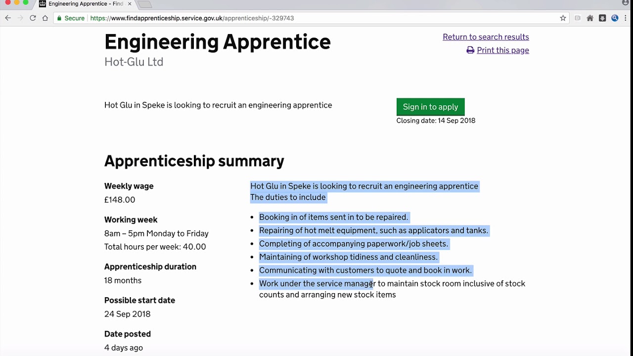 Apprenticeship Training Video - 1 - How to search? - YouTube